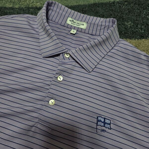 Peter Millar Summer Comfort Polo Shirt XL Purple Blue Stripe Golf Logo